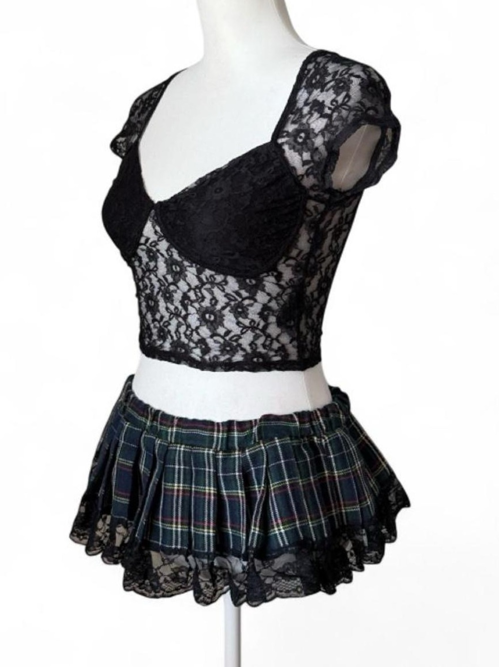 Sexy Plaid Costume Set